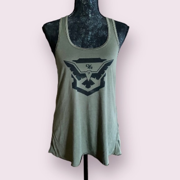 Bella + Canvas Olive Green Jersey Racerback Tank with Graphic - Picture 1 of 9